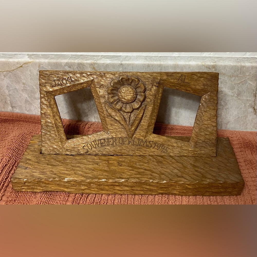 Vintage Wooden Carved Picture Frame Reims 1945